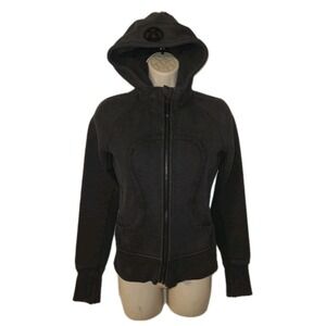 Lululemon Scuba Nice Asana Hoodie Jacket Womens Sz 4 Full Zip Charcol Gray Flaw